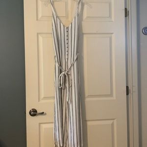 White and navy American Eagle jumpsuit